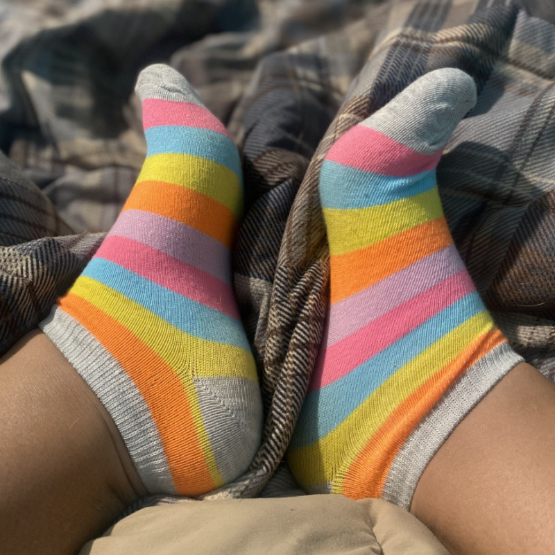 Worn striped ankle Socks